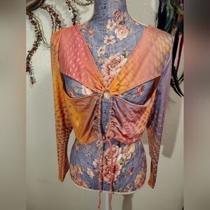 Divided Cut Out Ruched Crop Top